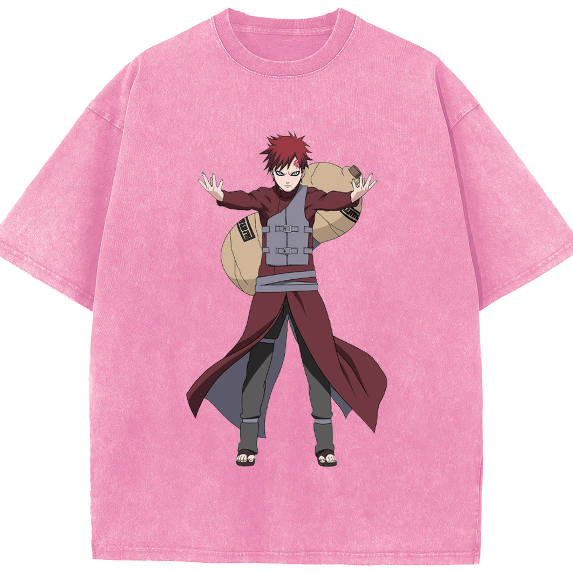 （画像用） NARUTO -ナルト- ガアラ Gaara 綿100% ヴィンテージ風 半袖Tシャツ（フロントプリント）